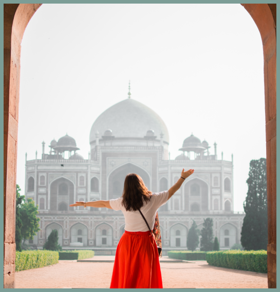 A girl standing infront of mahal: A Dream Holiday Come True